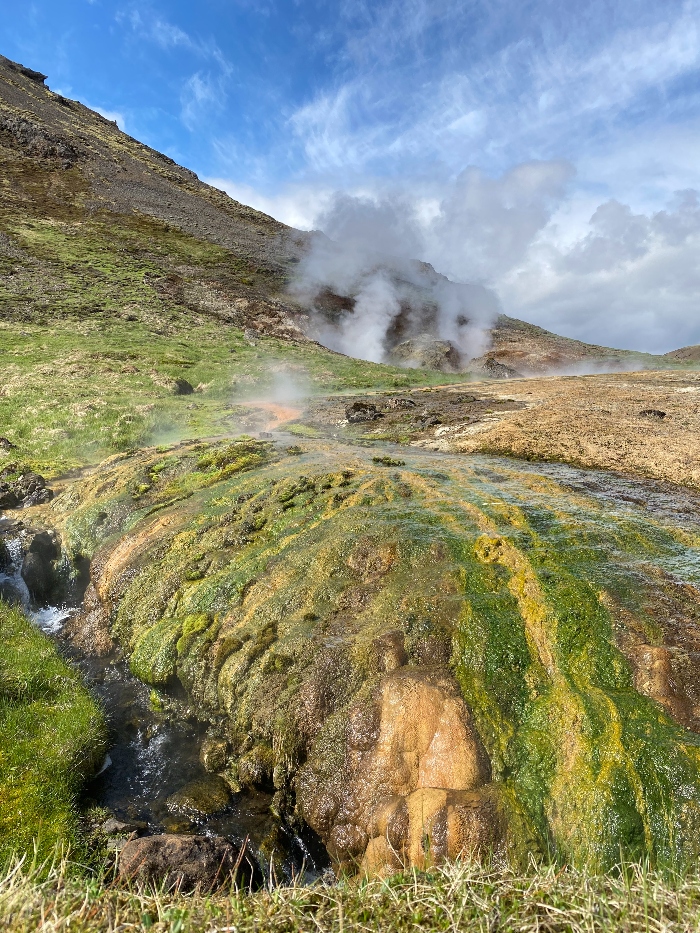 Stunning colours all around in Hagavikurlaugar geothermal area in Iceland