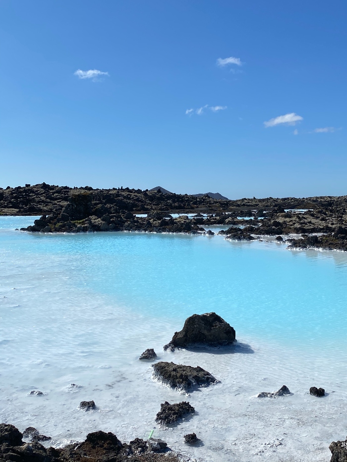 Turkish blue water and lava rocks close to the Blue Lagoon in Iceland