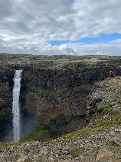 Photgraphing Haifoss Waterfall Iceland from above