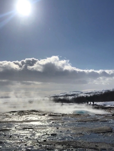 A geysir in Iceland about to erupt