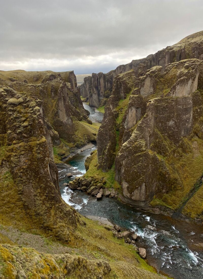 The view over Fjardrargljufur canyon in Iceland from the viewing platform
