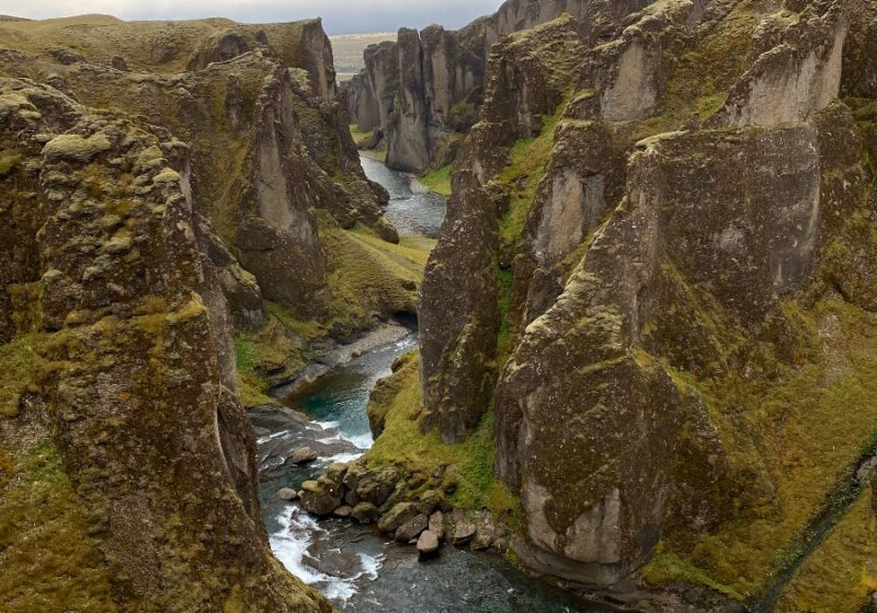 The view over Fjardrargljufur canyon in Iceland from the viewing platform