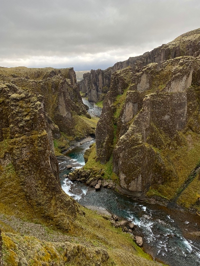 The view over Fjardrargljufur canyon in Iceland from the viewing platform