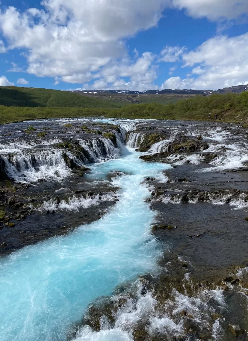 Brúarfoss Waterfall with its beautiful blue water