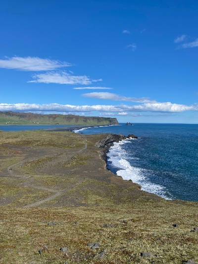 Ocean view on the Dyrhólaey trail in Iceland
