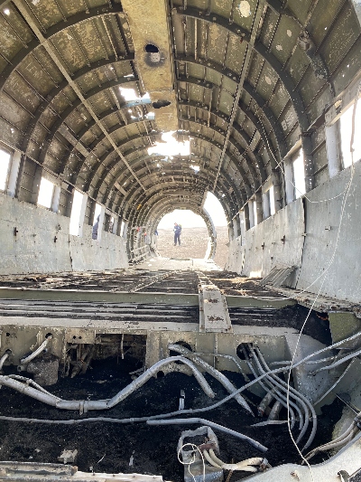 Inside of the plane wreckage on Sólheimasandur in Iceland