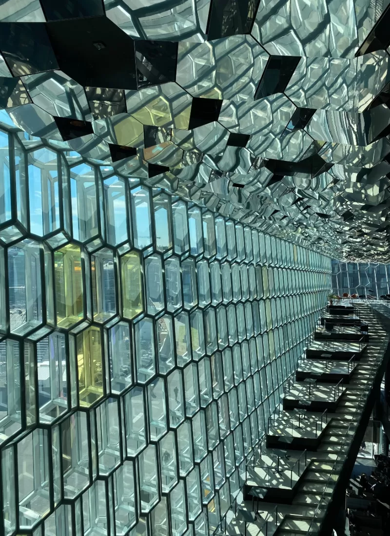 Amazing architecture in Harpa Concert Hall in Reykjavík Iceland