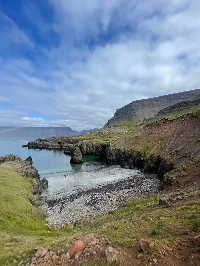 A colorful coast line in the Westfjords in Iceland
